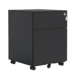 Black FCJ Fully Assembled 2-Drawer Mobile File Cabinet Steel Construction Lock Legal/Letter A4 Size Home/Office Design