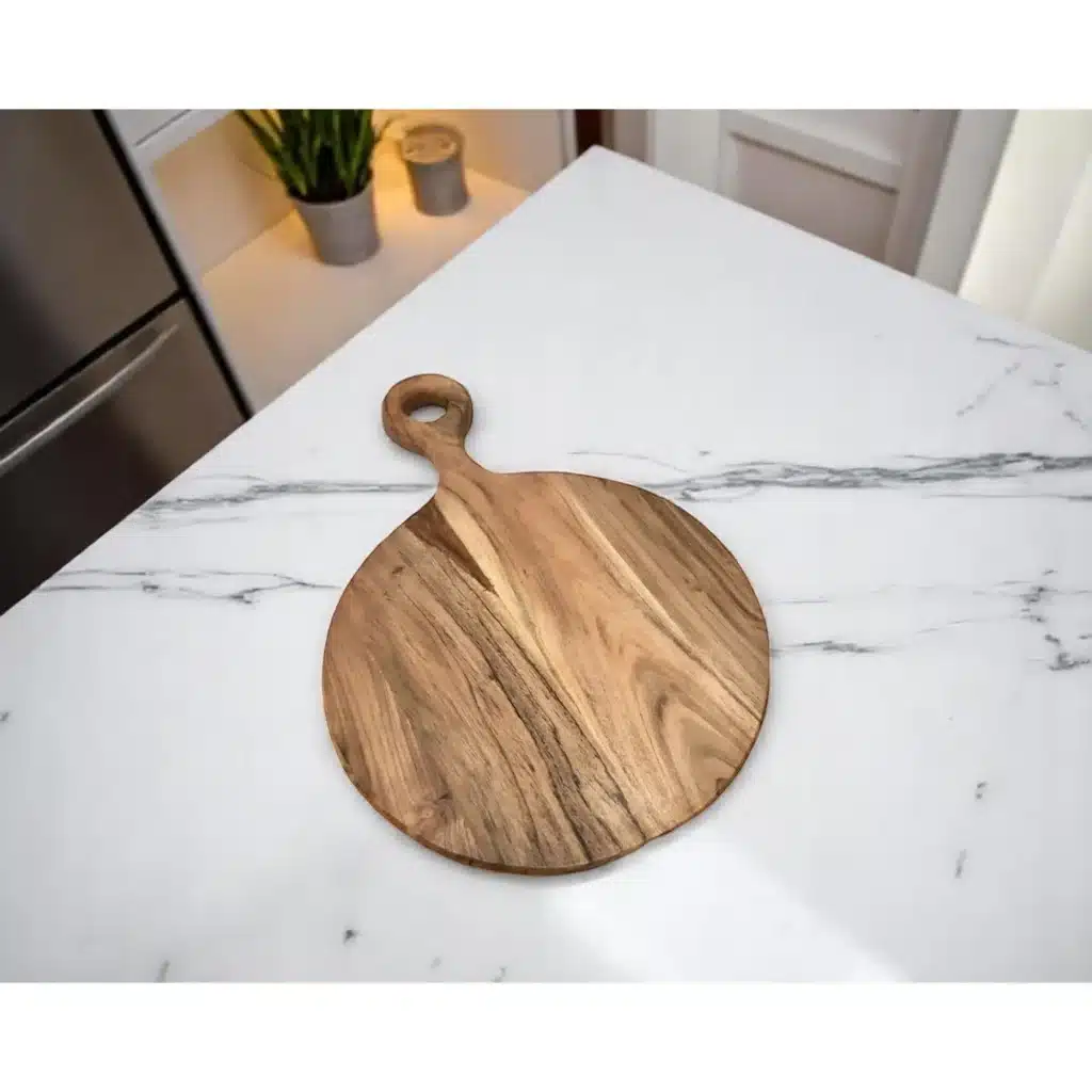 19" Brown Round Solid Wood Cutting Board HMS Product Category