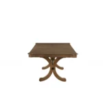 Goldoma 64-inch brown solid wood dining table with removable leaf and trestle base, set in a dining room