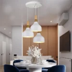 Modern Minimalist E27 Pendant Lights Bar Cafe Restaurant Home Decor Wood Aluminum Hanging Lamp 3-Heads White Lighting