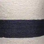 Goldoma 18" Off-White and Navy Blue Jute Blend Cylinder Ottoman Pouf – base detail