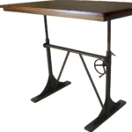 HMS Brown and Black Adjustable Height Writing Desk Solid Wood and Iron Computer Desk – top view