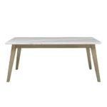 Vida White Marble Top Dining Table - Mid-Century Modern, 72" – side view