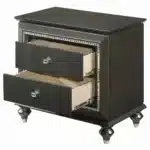 Transitional Metallic Gray Nightstand with Two Drawers – styled in a modern Nightstands setting