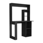 hms 58" Black Wood Computer Desk With Hutch – close-up detail