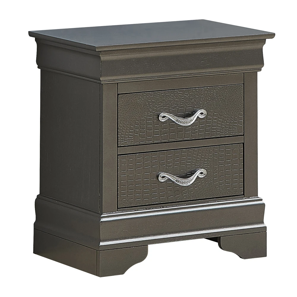 Goldoma Metallic Black Nightstand with Drawers - Modern Bedroom Storage