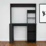hms 58" Black Wood Computer Desk With Hutch