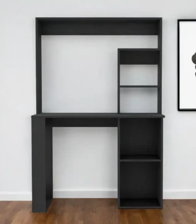 hms 58" Black Wood Computer Desk With Hutch