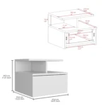 White floating nightstand with one drawer wall mounted in a modern bedroom
