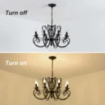 8-Light French Country Chandelier, Industrial Vintage Black Iron Pendant Light Fixture for Kitchen Island, Dining Room,