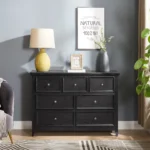 Goldoma 7 drawer dresser black MDF modern chest with spacious storage