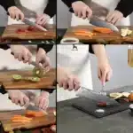 Most Popular VG10 Damascus Steel 5 Pieces Chief Kitchen Knife Set with Micarta Handle – top view