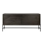 HMS 70 Modern Black Solid Wood Sideboard Four Glass Doors Dining Room Furniture for Living Room or Farmhouse - Image 4