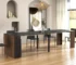 Modern L shape dining table with extendable leaf in a bright living room