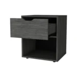 Elliott light gray nightstand with drawer and open shelf for bedside storage