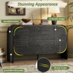 Modern Wood Sideboard Cabinet Curvy Edge 4 Doors Storage Adjustable Shelves Portable Living Room - Image 4