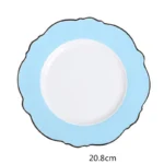 Brief Tableware Gold Edge Irregular Ceramic Plate Floral Shape Porcelain Steak Salad Dessert Dish Tray Household Dinner