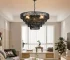 24" Rustic 5-Tier Black Hemp Rope Pendant Light Chandelier with 8 E12 Sockets,Boho Farmhouse Ceiling Fixture (Bulb Not