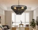 24" Rustic 5-Tier Black Hemp Rope Pendant Light Chandelier with 8 E12 Sockets,Boho Farmhouse Ceiling Fixture (Bulb Not
