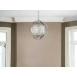 Olivia 1-Light Polished Nickel Crystal Globe Pendant by HMS Elegant Chandelier or Pendant Light – side view