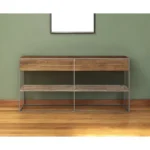 HMS 63 Two-Drawer Sideboard Cabinet Brown Solid Wood with Modern & Traditional European Design for Farmhouse & Dining MDF Style - Image 2