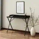 HMS 39" Modern X-Shape Computer Desk Black Wood and Metal for Office or Bedroom Use Office Furniture