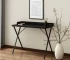 HMS 39" Modern X-Shape Computer Desk Black Wood and Metal for Office or Bedroom Use Office Furniture