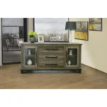 HMS 69 Brown Solid and Manufactured Wood Distressed Buffet Table Kitchen Furniture - Image 3