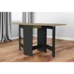 24" Drop Leaf Trestle Dining Table – Wood Brown & Black – side view