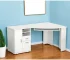 HMS 59 White Modern Corner Computer Desk Simple Design with Adjustable Two Drawers Shelf Wooden Office Desk Metal Components