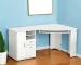 HMS 59 White Modern Corner Computer Desk Simple Design with Adjustable Two Drawers Shelf Wooden Office Desk Metal Components
