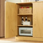 31.5-inch Modern Wavy Sideboard Curved  Design Storage Cabinet 2-door Cabinet with Storage Function Suitable - Image 3