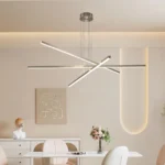 US Stock Free Shipping Dimmable Cross Linear Pendant Light 47.6 Inch Brushed Nickel 30W LED Hanging Fixture for Dining Room
