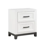 White nightstand with drawers – minimalist wooden bedside table with two storage drawers