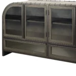 HMS 62 Two-Drawer Sideboard Cabinet Dark Brown Iron with Four Glass Doors Modern & Traditional Design for Dining Home Furniture - Image 5