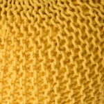 Goldoma Handcrafted Knitted Cotton Round Pouf – Yellow, 30-Inch Floor Ottoman for Living Room Decor – base detail
