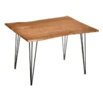 48" Solid Wood and Iron Dining Table with Brown Marble Top – close-up detail