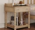 Retro nightstand with drawer and open shelf in natural wood finish