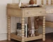 Retro nightstand with drawer and open shelf in natural wood finish
