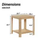 Wood nightstand with storage shelf - square end tables set of 2 for living room or bedroom