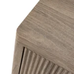 Modern fluted nightstand with drawer in ash brown, featuring a spacious drawer and open shelf for storage