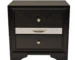 Traditional black nightstand with drawers in a bedroom setting