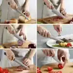 9 Pieces ABS Handle Fillet Knife VG-10 Damascus Steel Kitchen Knife Set with Sharpener Chicken Bone Scissors – styled in a