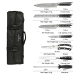 8 Pieces Damascus Steel High Carbon Kitchen Knives Chef Knife Set with Oxford Cloth Bag and Pakkawood Handle – side view