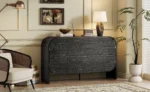 Modern Wood Sideboard Cabinet Curvy Edge 4 Doors Storage Adjustable Shelves Portable Living Room - Image 6