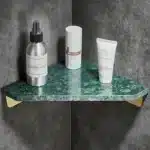 Emerald Marble Corner Shelf Wall Bathroom Mirror Front Cosmetic Storage Rack Metal Bathroom Shelf Shower Shelf Shampoo