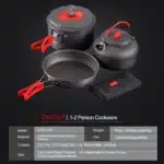 Alocs Outdoor Folding Camping Pot Cookware Mess Kit Pot Water Kettle Frying Pan Bowl Cooking Set Backpacking Picnic Hiking