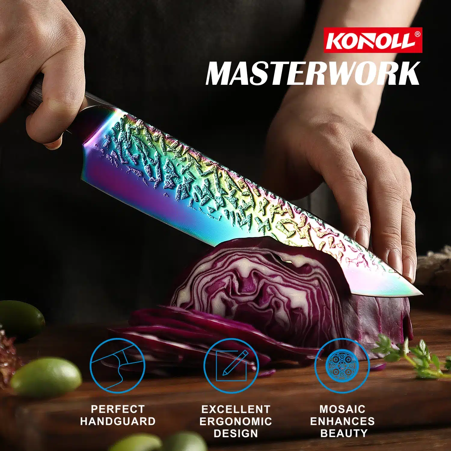 High Quality Titanium Coating 2 Pcs Kitchen Knife Set 5Cr15Mov Steel Professional Japanese Chef Knife Set