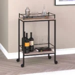 HMS Gray and Black Steel Rolling Bar Cabinet Elegant and Durable Bar Cart - Image 6