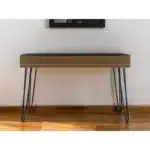 HMS 47" Simple Modern Design Brown and Black Computer Desk Adjustable Office Gaming Desk with Wooden and Metal Material